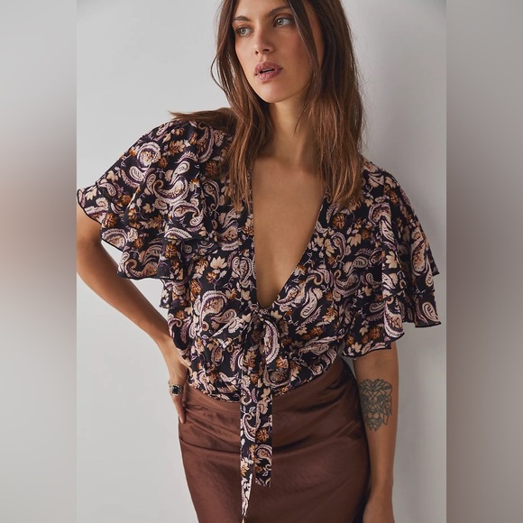 NEW Intimately Free People Call Me Later Body Suit Black Purple Size Small NWT - Picture 1 of 6